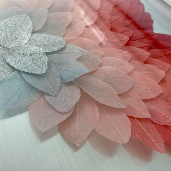 Handmade Luxury Framed Art Ombré Heart Paper Feathers Wood Shadow Box 13x13 in. - Picture 3 of 6